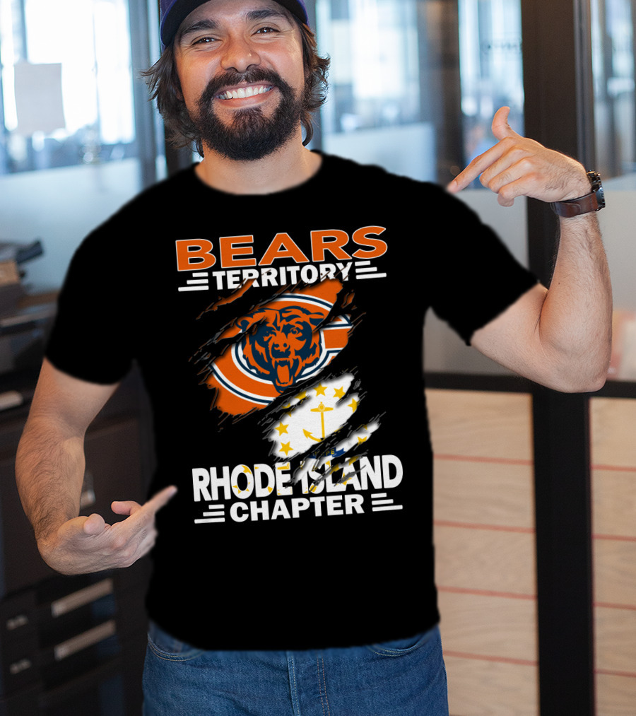 Bears Territory Rhode Island Chapter Chicago Bears Logo And Rhode Island Flag T-Shirt