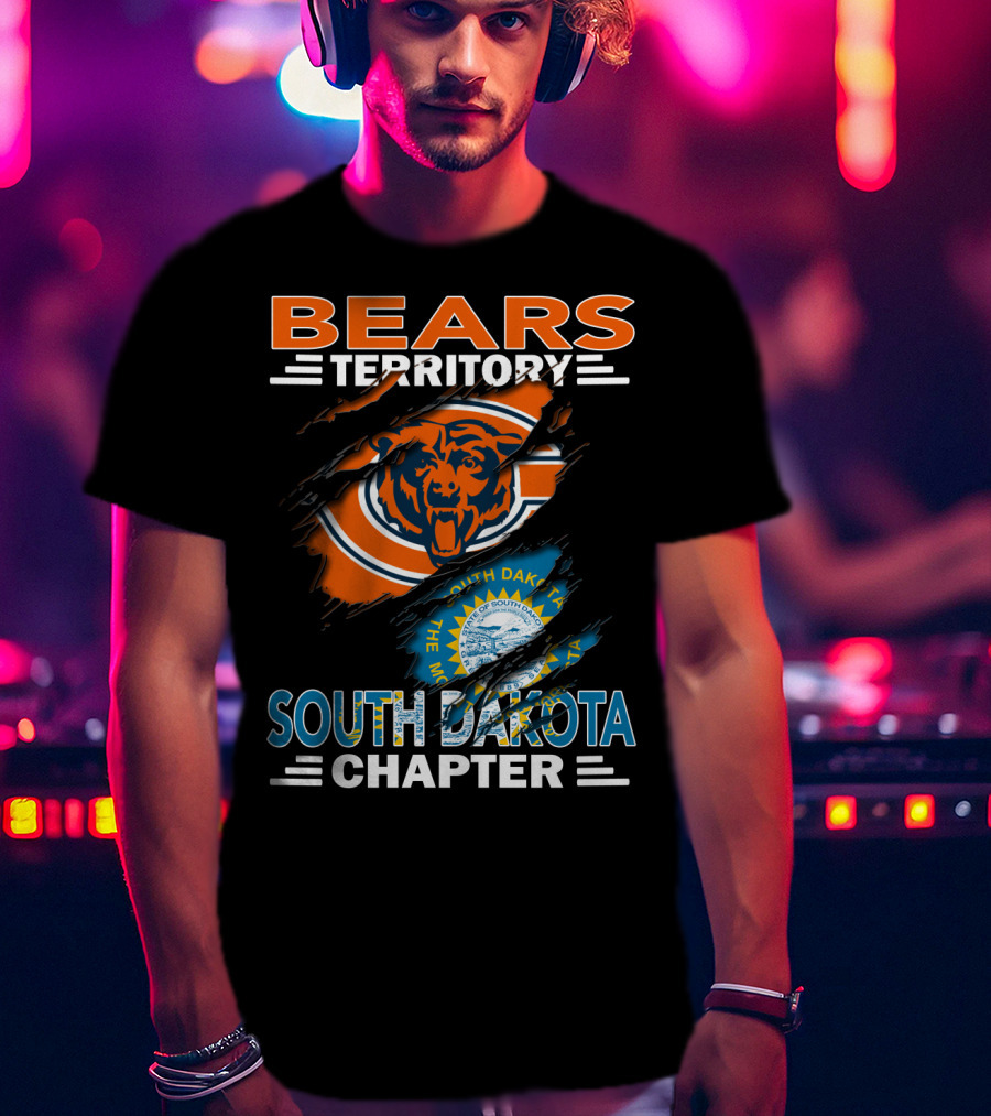 Bears Territory South Dakota Chapter Logo With Chicago Bears And State Emblem T-Shirt