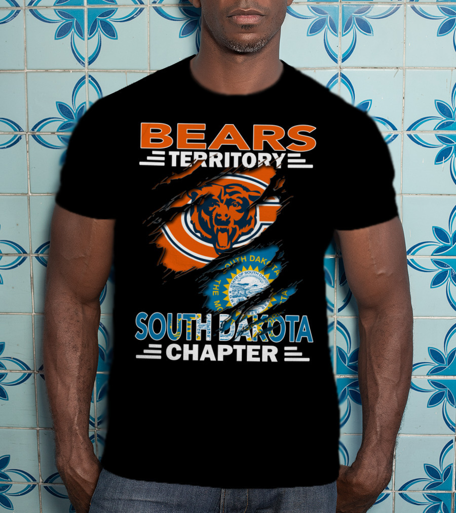 Bears Territory South Dakota Chapter Logo With Chicago Bears And State Emblem T-Shirt