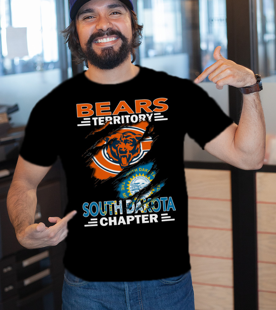 Bears Territory South Dakota Chapter Logo With Chicago Bears And State Emblem T-Shirt