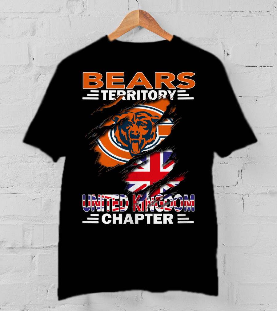 Bears Territory United Kingdom Chapter NFL Fan Club Logo With Union Jack And Bear Emblem T-Shirt