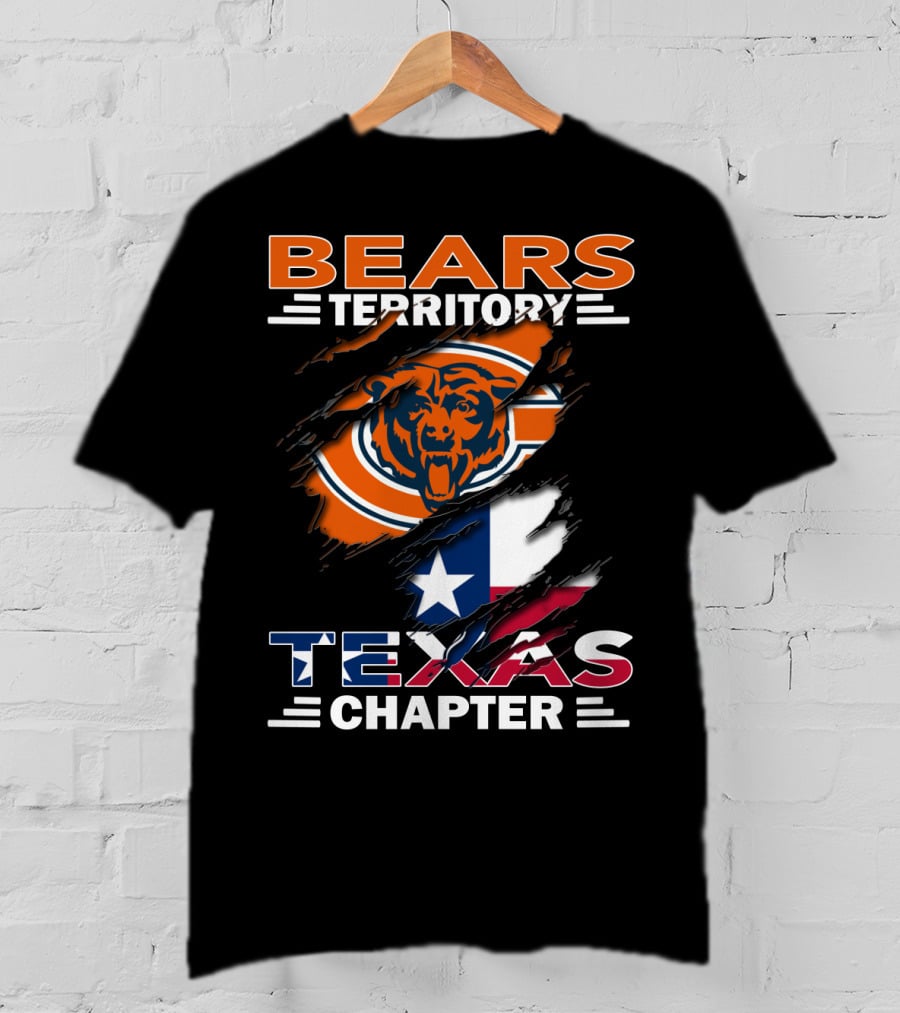 Bears Territory Texas Chapter Chicago Bears Logo Ripped Texas Flag T-Shirt