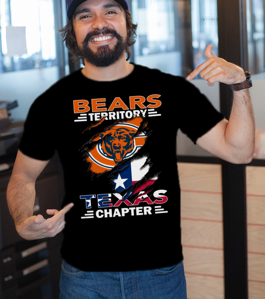 Bears Territory Texas Chapter Chicago Bears Logo Ripped Texas Flag T-Shirt