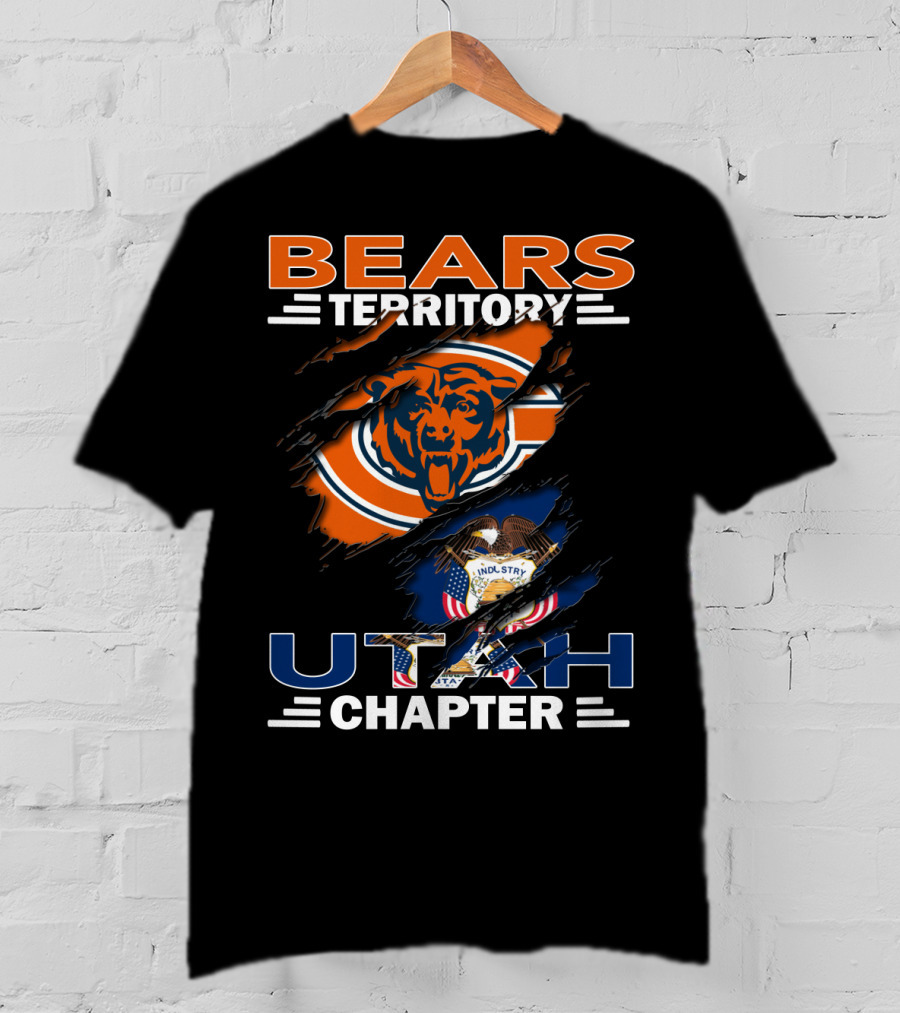 Bears Territory Utah Chapter Chicago Bears Utah State Flag T-Shirt
