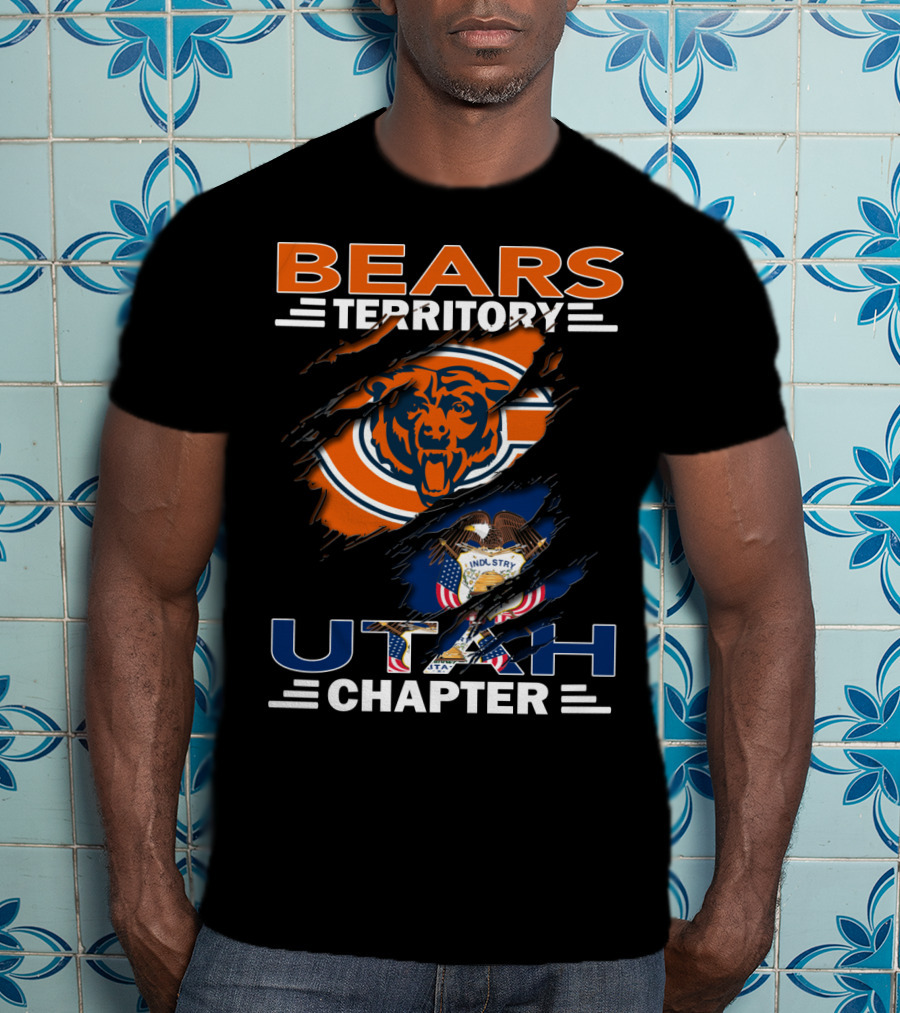 Bears Territory Utah Chapter Chicago Bears Utah State Flag T-Shirt