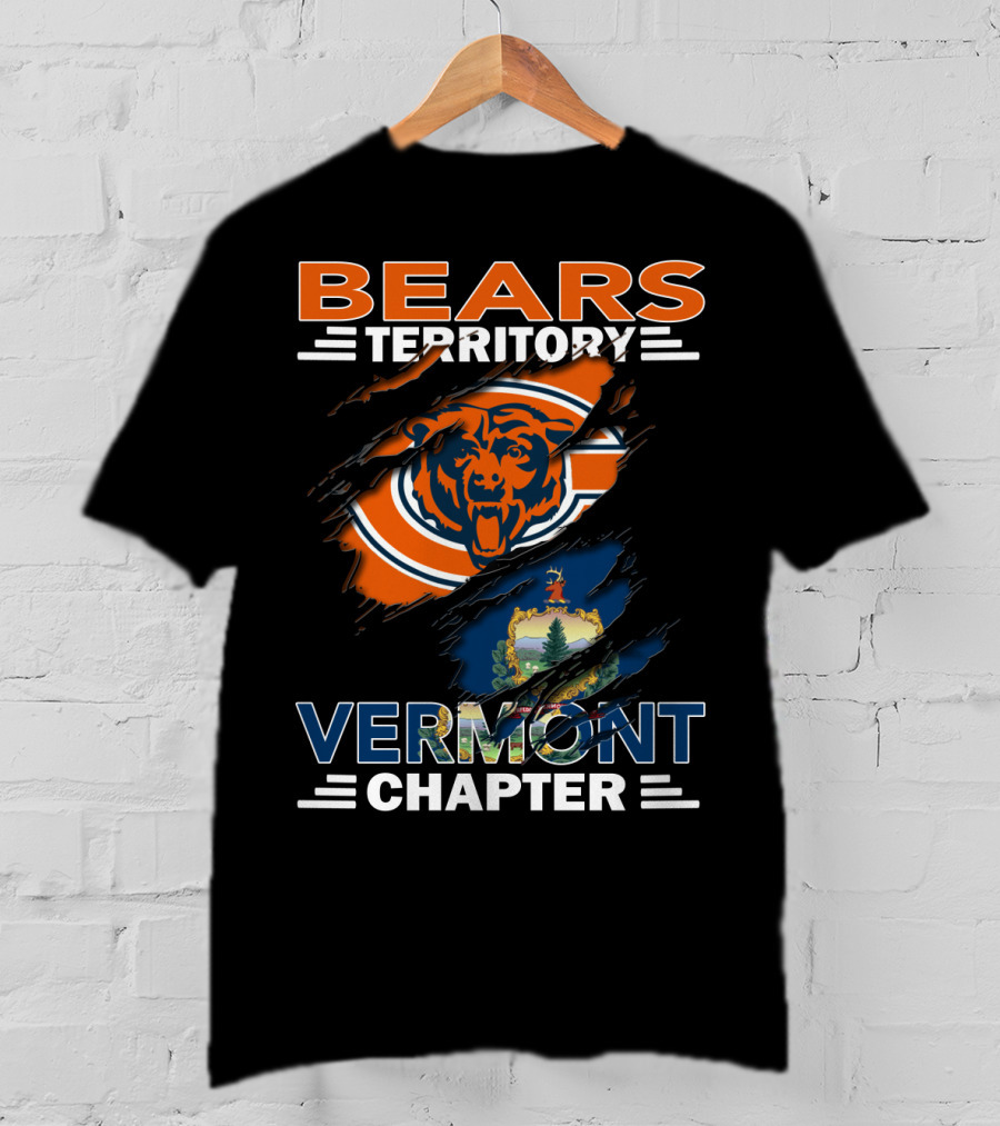 Bears Territory Vermont Chapter Chicago Bears Vermont State Flag T-Shirt