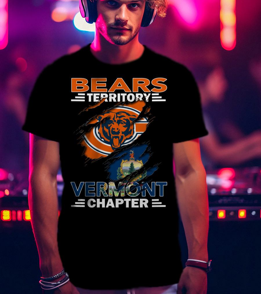 Bears Territory Vermont Chapter Chicago Bears Vermont State Flag T-Shirt