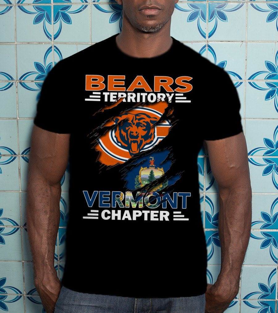 Bears Territory Vermont Chapter Chicago Bears Vermont State Flag T-Shirt