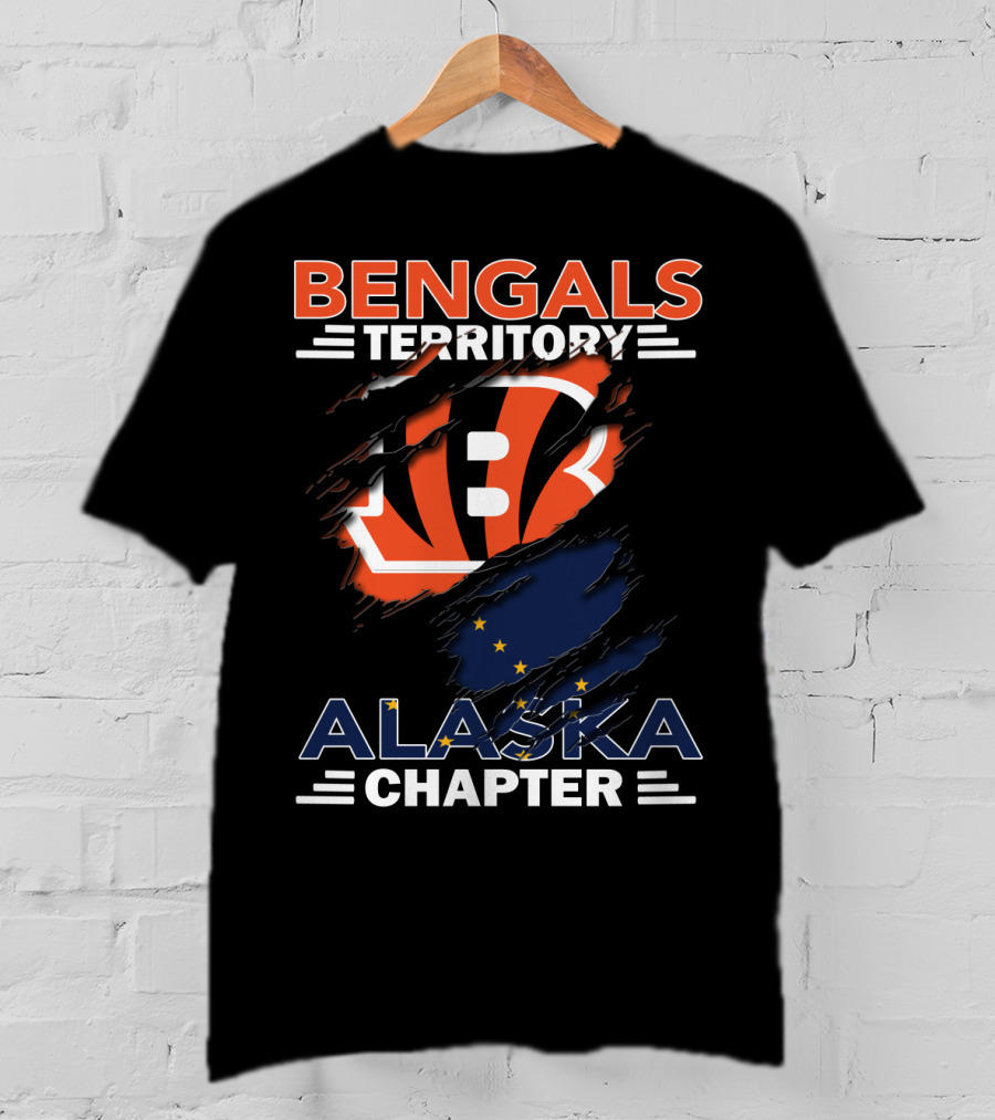 Bengals Territory Alaska Chapter Logo With Torn Effect And Flag Elements T-Shirt