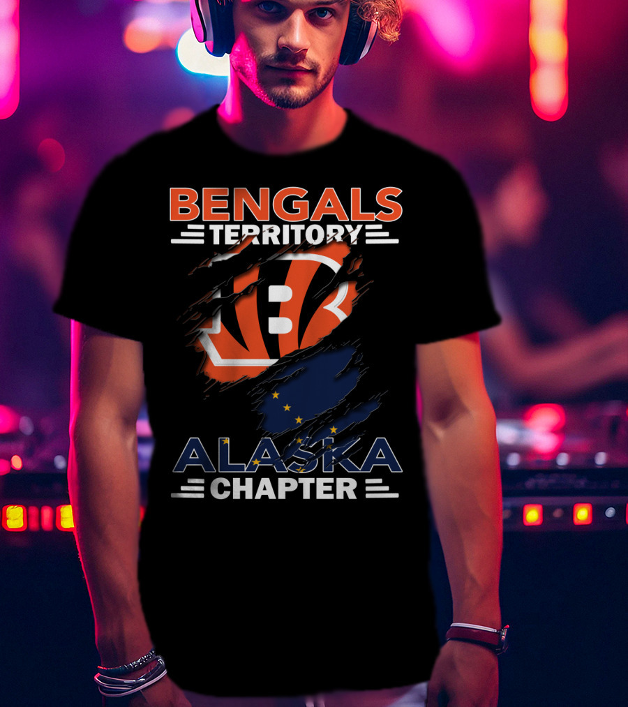 Bengals Territory Alaska Chapter Logo With Torn Effect And Flag Elements T-Shirt