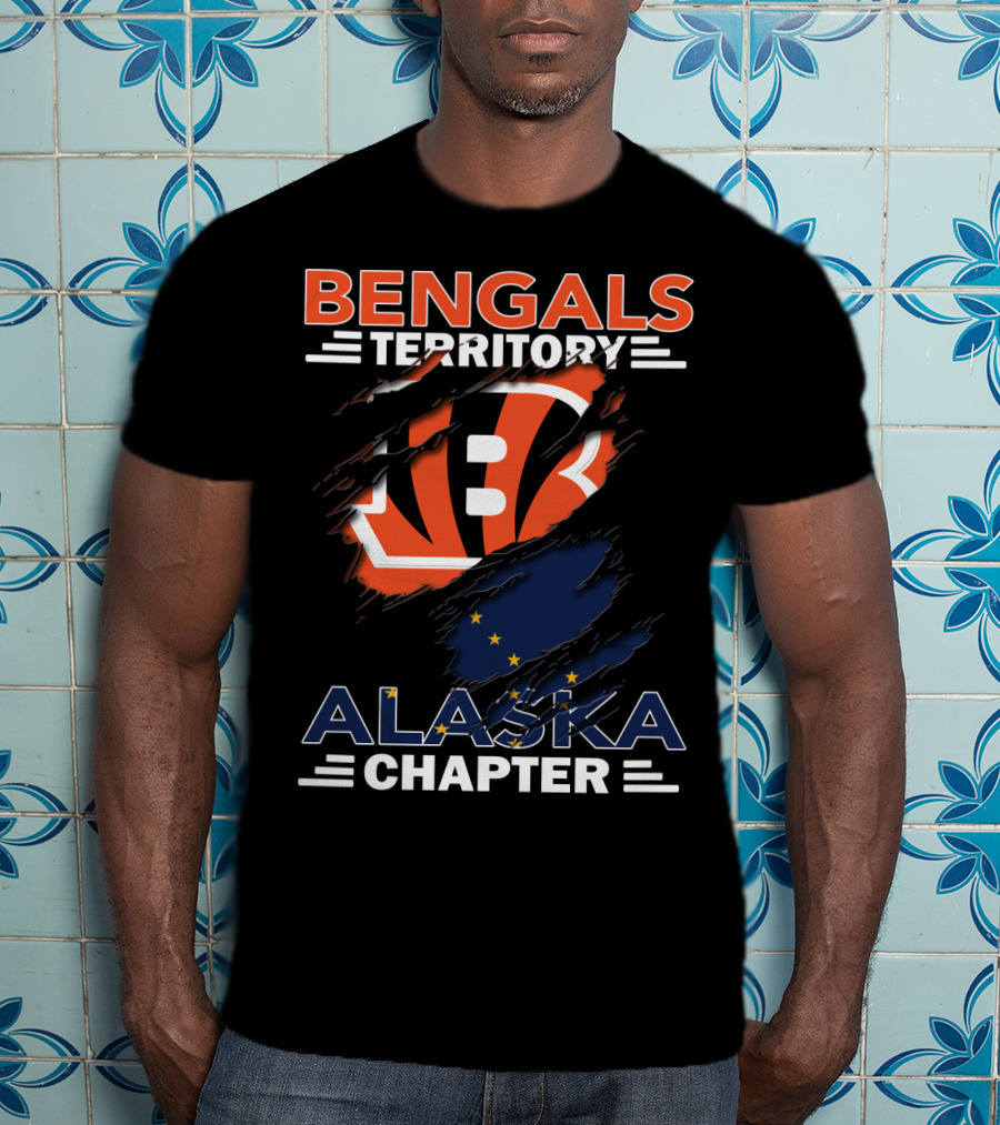Bengals Territory Alaska Chapter Logo With Torn Effect And Flag Elements T-Shirt