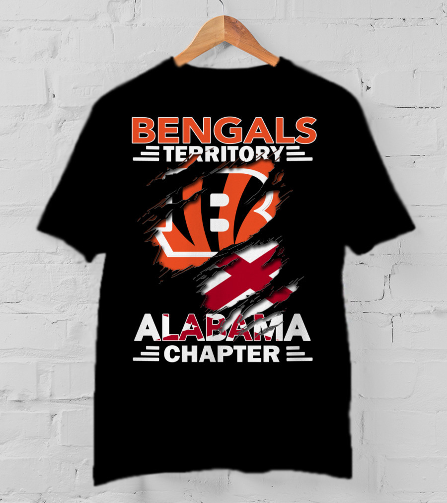 Bengals Territory Alabama Chapter Logo Featuring Torn Flag T-Shirt