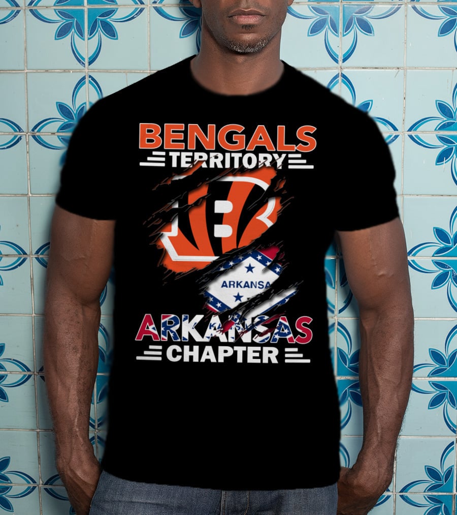 Bengals Territory Arkansas Chapter NFL Fan Logo With State Flag T-Shirt