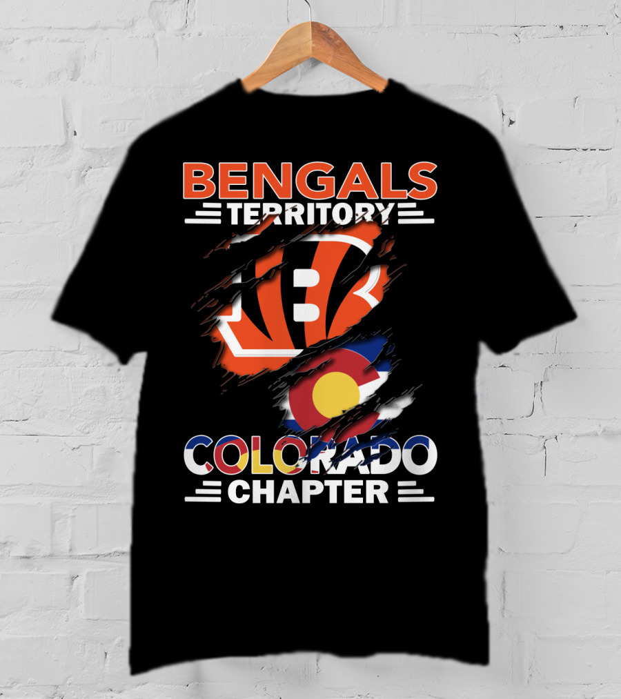 Bengals Territory Colorado Chapter B Logo And Colorado Flag T-Shirt