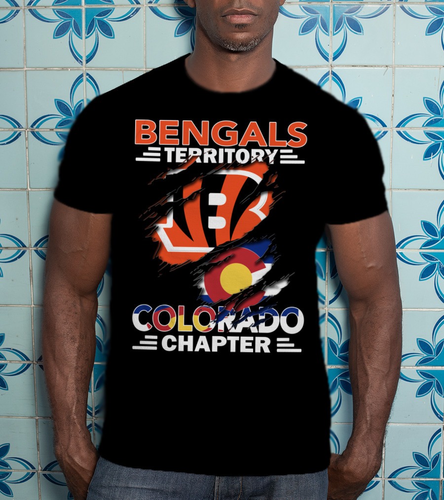 Bengals Territory Colorado Chapter B Logo And Colorado Flag T-Shirt