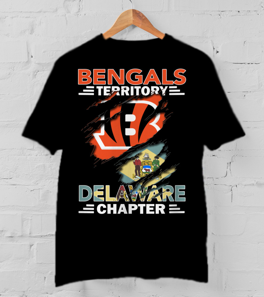 Bengals Territory Delaware Chapter Bengals Logo And Flag T-Shirt