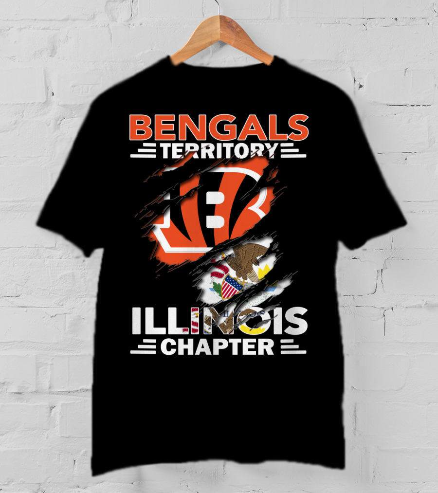 Bengals Territory Illinois Chapter NFL Logo And State Flag T-Shirt