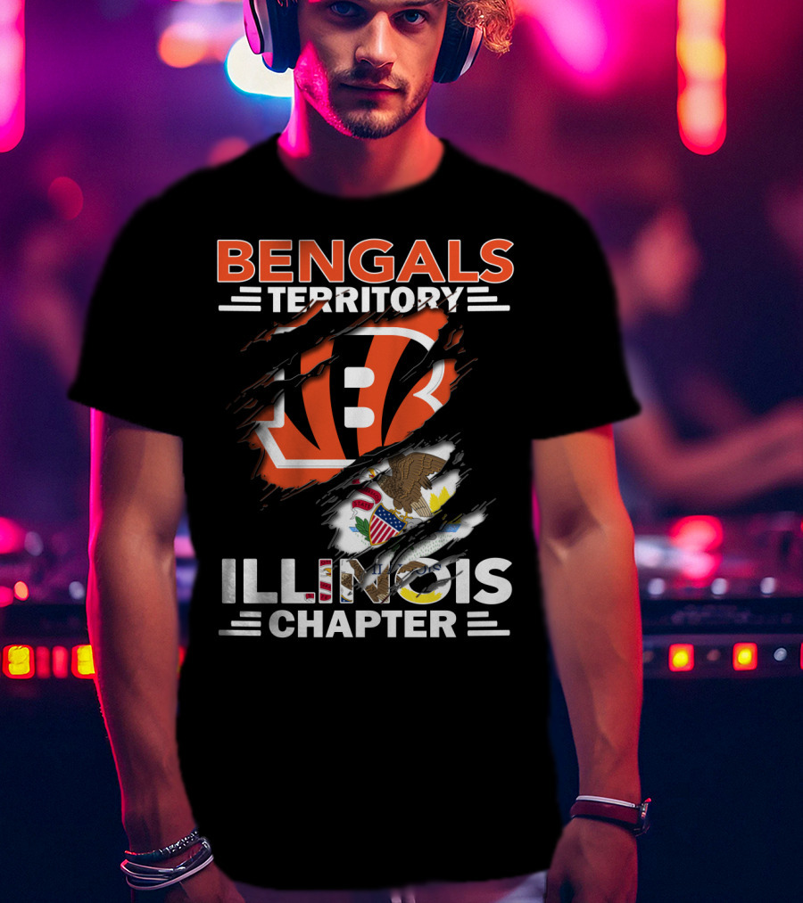 Bengals Territory Illinois Chapter NFL Logo And State Flag T-Shirt