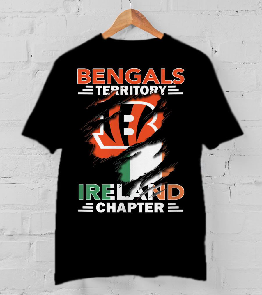 Bengals Territory Ireland Chapter Logo With Irish Flag And Team Emblem T-Shirt