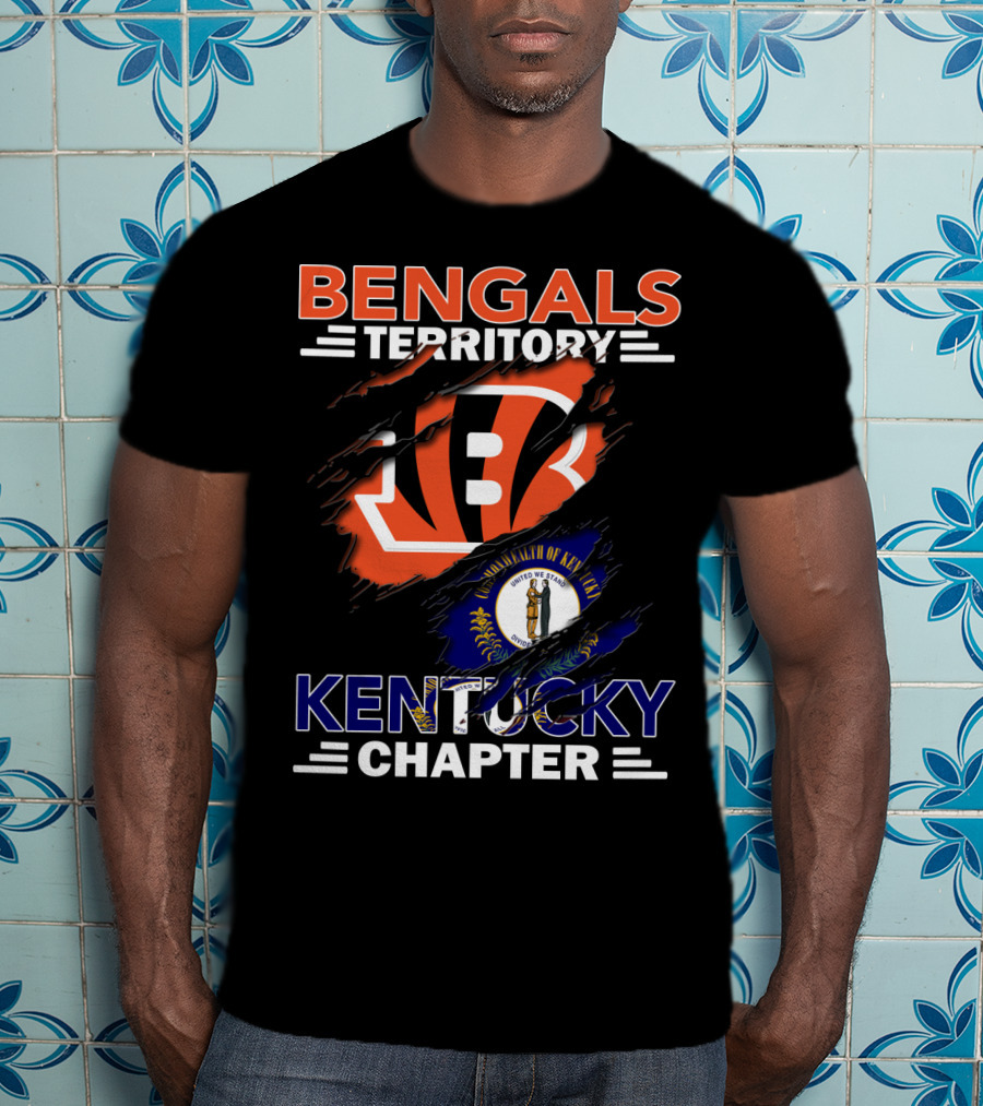 Bengals Territory Kentucky Chapter Ripped Logo With State Flag T-Shirt