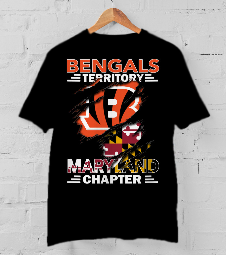 Bengals Territory Maryland Chapter Cincinnati Bengals Logo Maryland Flag T-Shirt