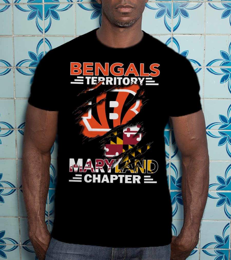 Bengals Territory Maryland Chapter Cincinnati Bengals Logo Maryland Flag T-Shirt