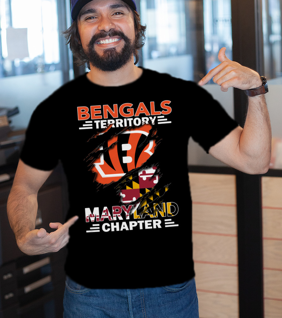 Bengals Territory Maryland Chapter Cincinnati Bengals Logo Maryland Flag T-Shirt