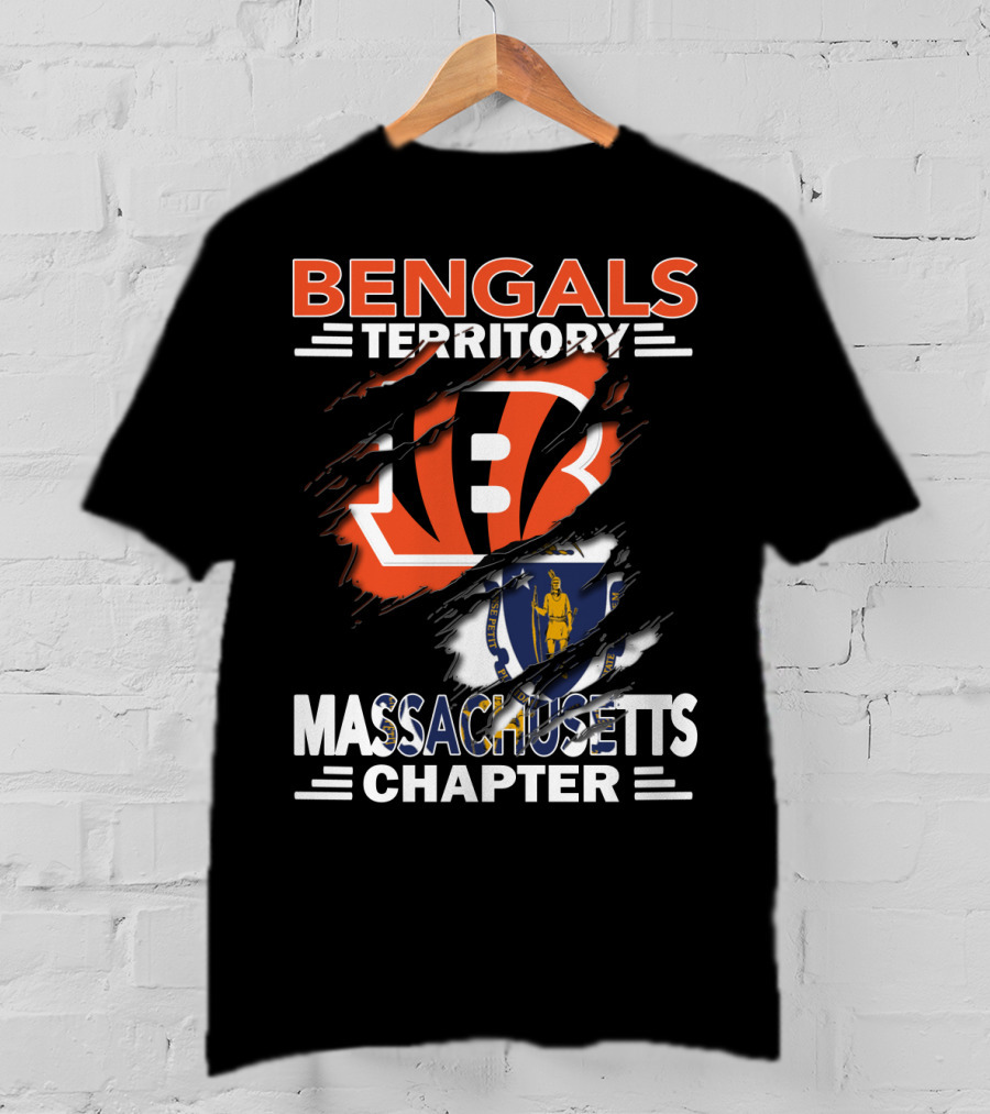 Bengals Territory Massachusetts Chapter Logo With Iconic Symbols T-Shirt