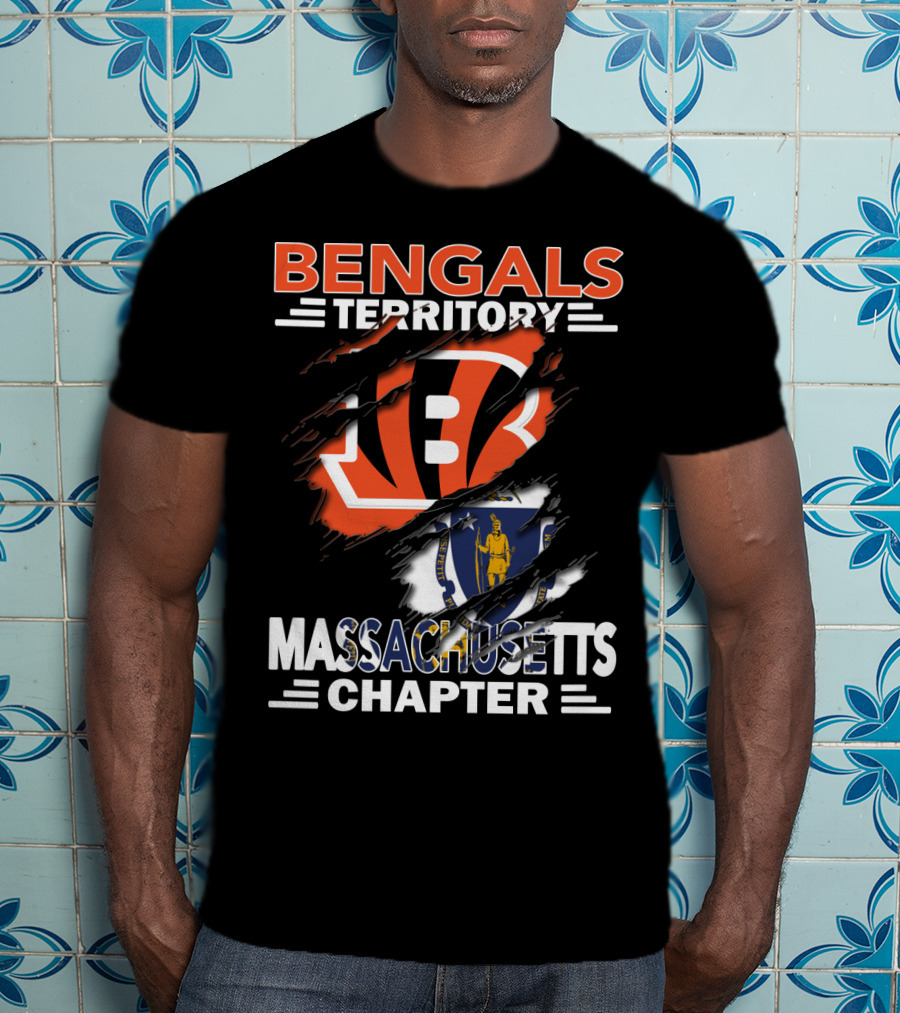 Bengals Territory Massachusetts Chapter Logo With Iconic Symbols T-Shirt