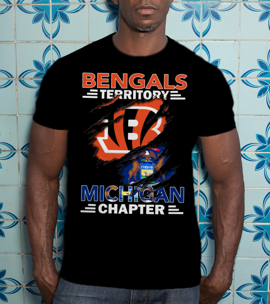 Bengals Territory Michigan Chapter Logo With State Flag Elements T-Shirt