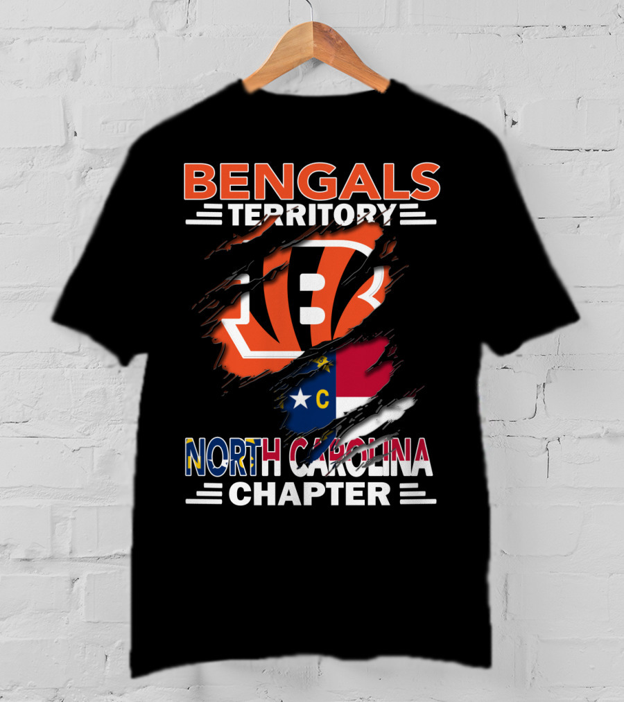 Bengals Territory North Carolina Chapter Flag And Logo Fusion T-Shirt