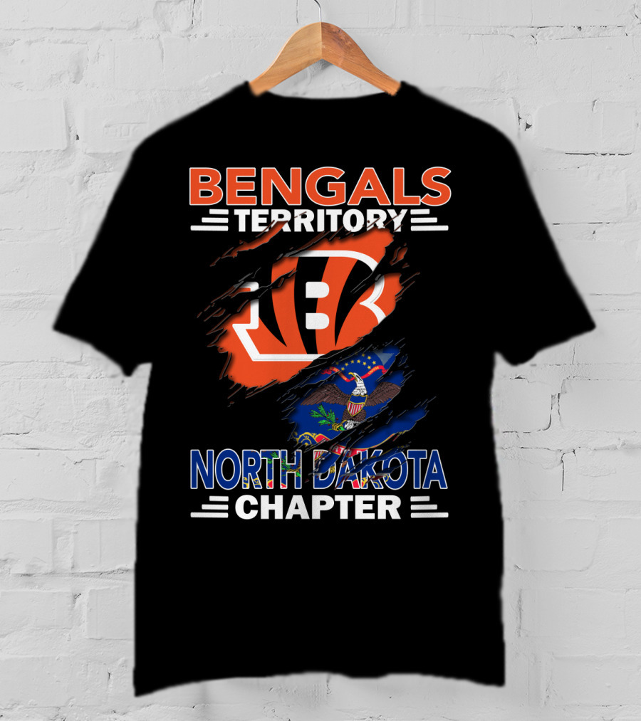 Bengals Territory North Dakota Chapter Logo With State Flag And Football Team T-Shirt