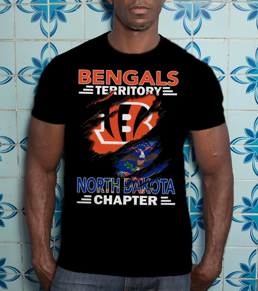 Bengals Territory North Dakota Chapter Logo With State Flag And Football Team T-Shirt