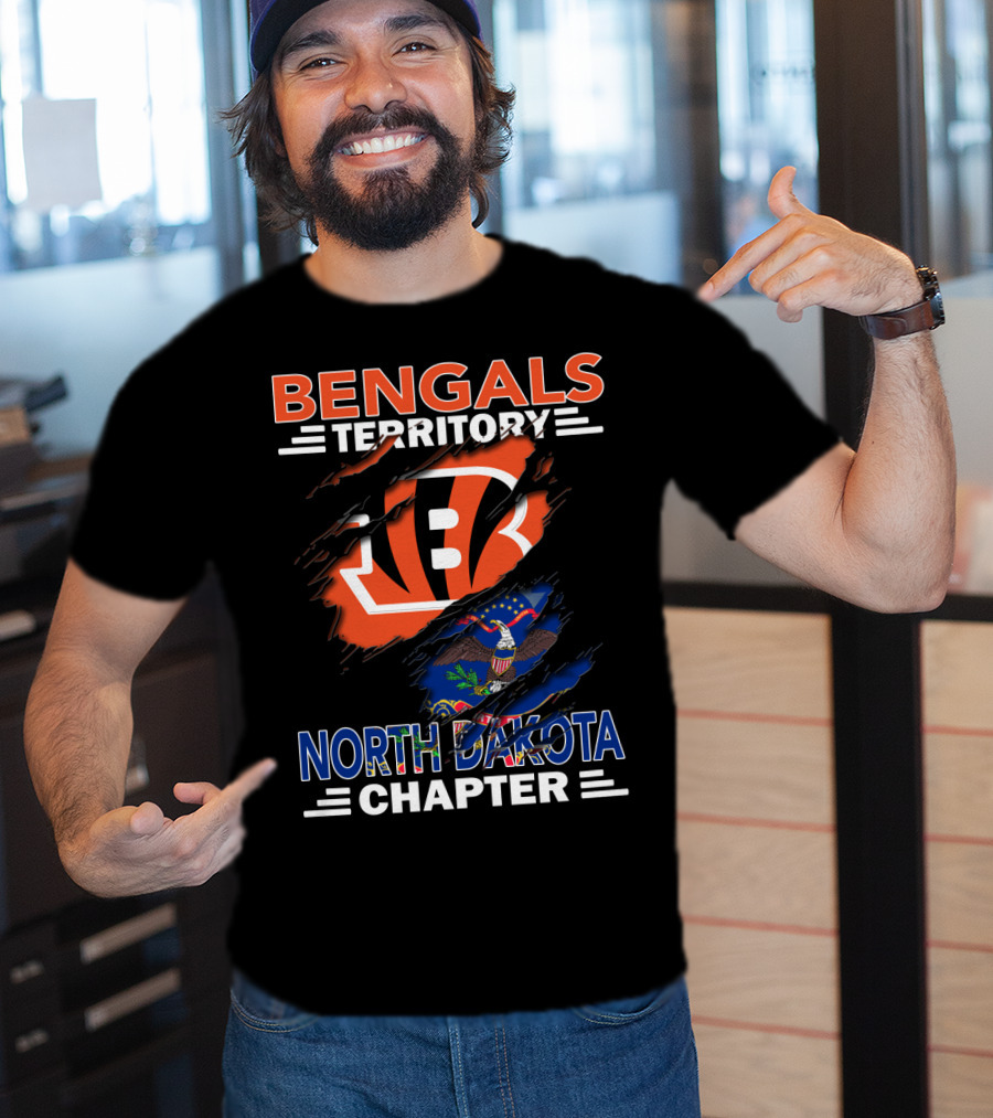 Bengals Territory North Dakota Chapter Logo With State Flag And Football Team T-Shirt