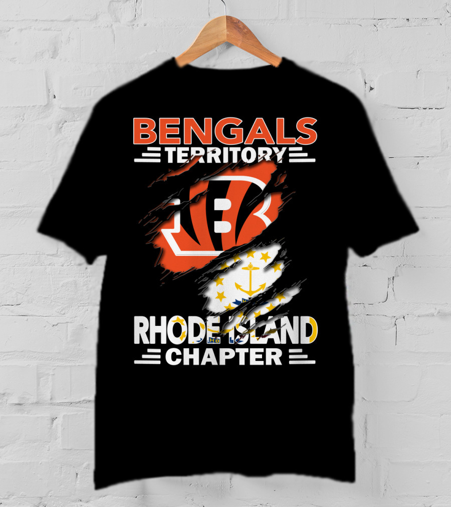 Bengals Territory Rhode Island Chapter Logo With State Flag Elements T-Shirt