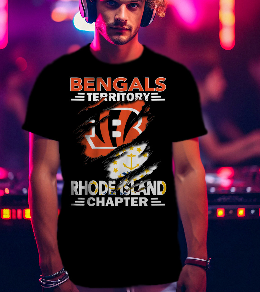 Bengals Territory Rhode Island Chapter Logo With State Flag Elements T-Shirt