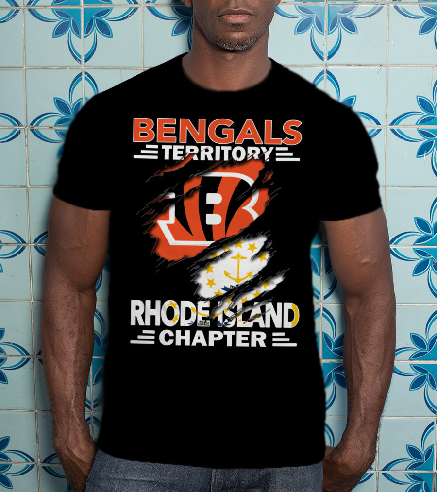 Bengals Territory Rhode Island Chapter Logo With State Flag Elements T-Shirt