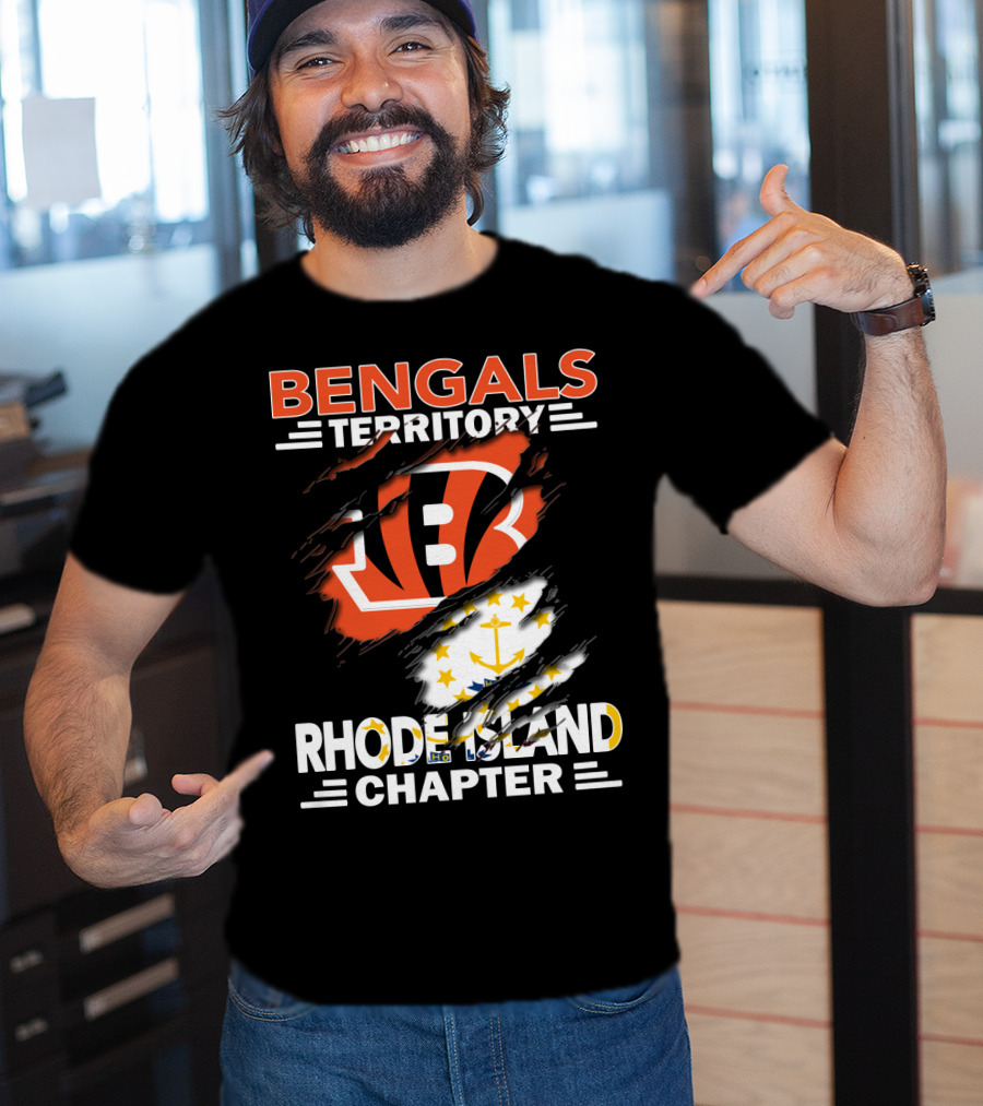 Bengals Territory Rhode Island Chapter Logo With State Flag Elements T-Shirt