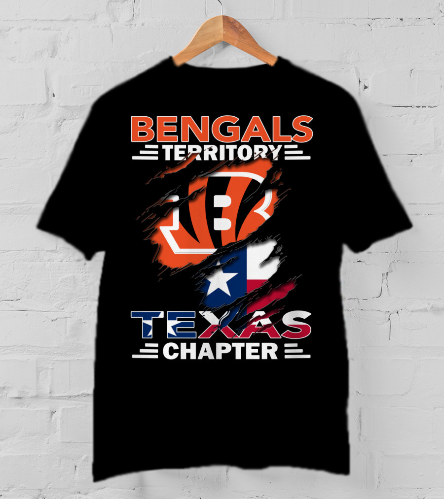 Bengals Territory Texas Chapter Cincinnati Bengals Logo With Texas Flag T-Shirt