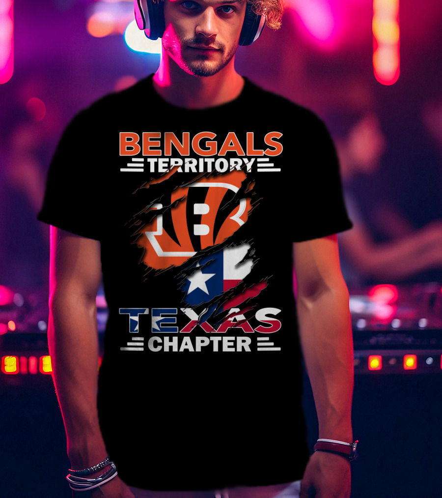 Bengals Territory Texas Chapter Cincinnati Bengals Logo With Texas Flag T-Shirt