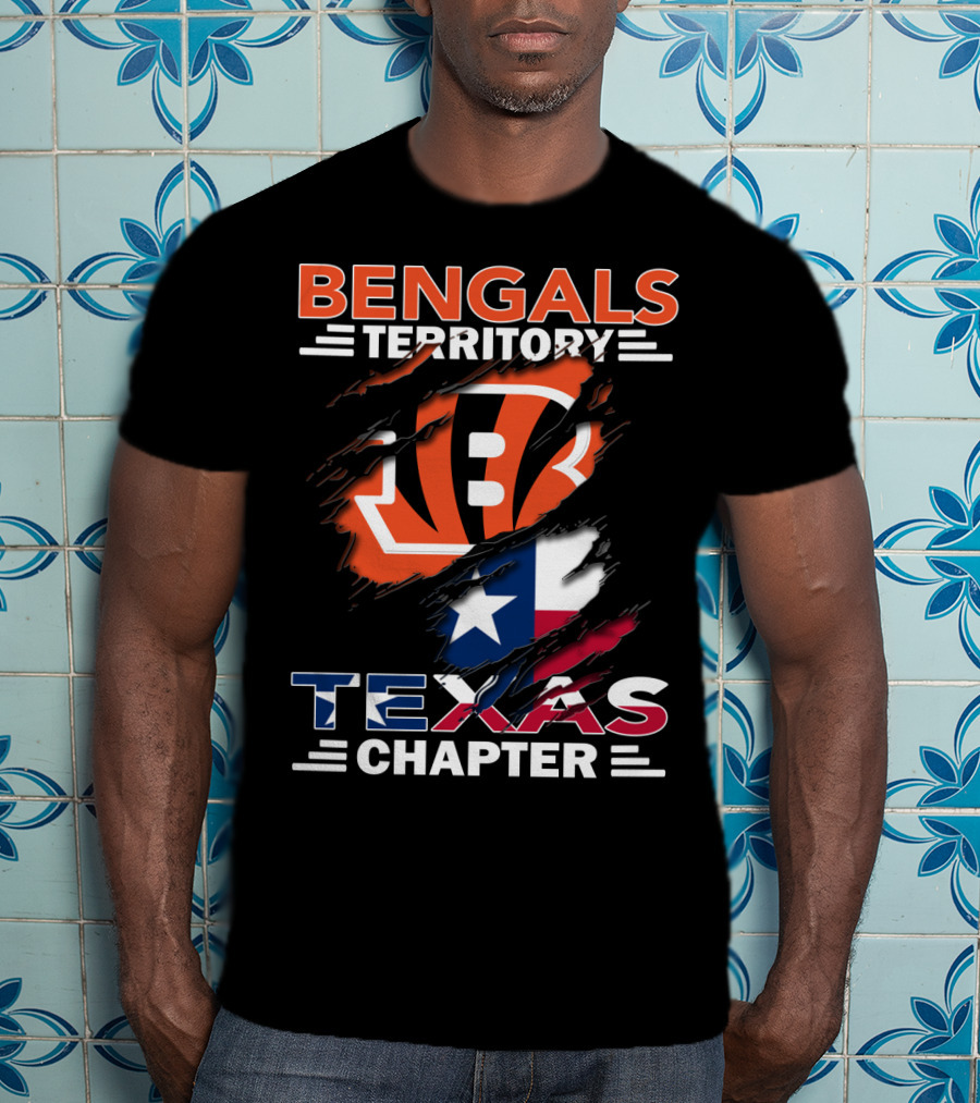 Bengals Territory Texas Chapter Cincinnati Bengals Logo With Texas Flag T-Shirt