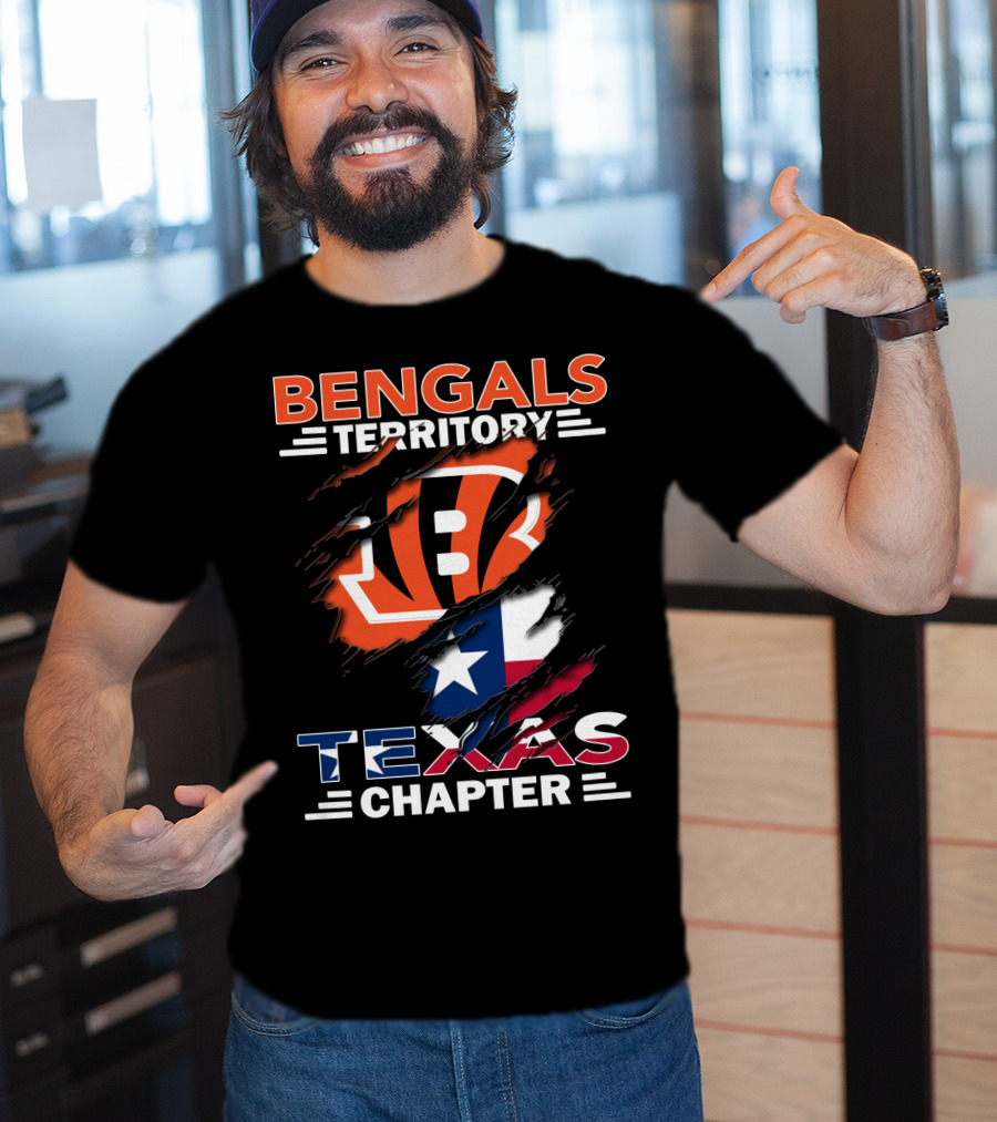 Bengals Territory Texas Chapter Cincinnati Bengals Logo With Texas Flag T-Shirt