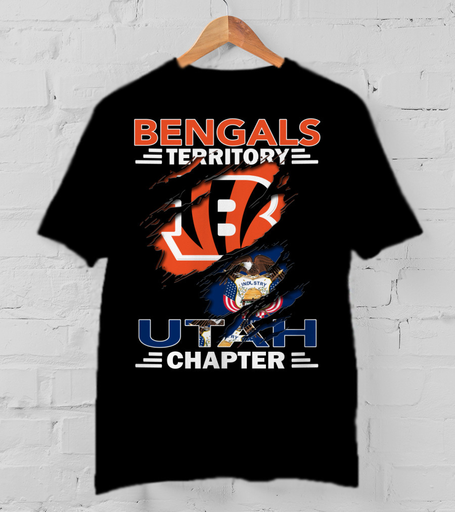 Bengals Territory Utah Chapter Emblem With Cincinnati Logo And Utah State T-Shirt