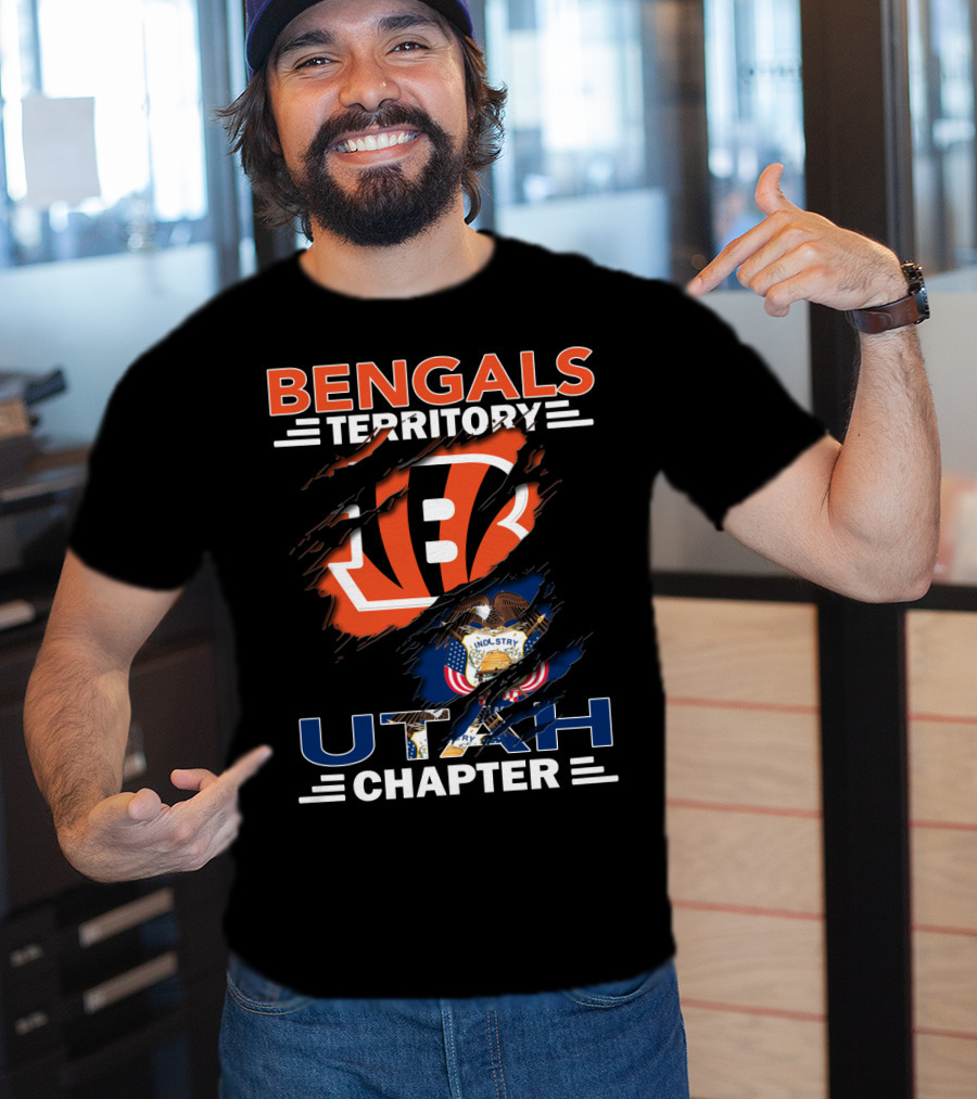 Bengals Territory Utah Chapter Emblem With Cincinnati Logo And Utah State T-Shirt