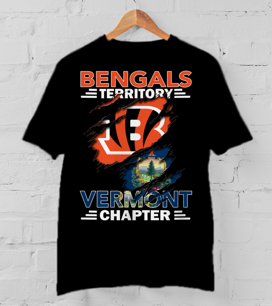 Bengals Territory Vermont Chapter Football Logo And State Flag T-Shirt