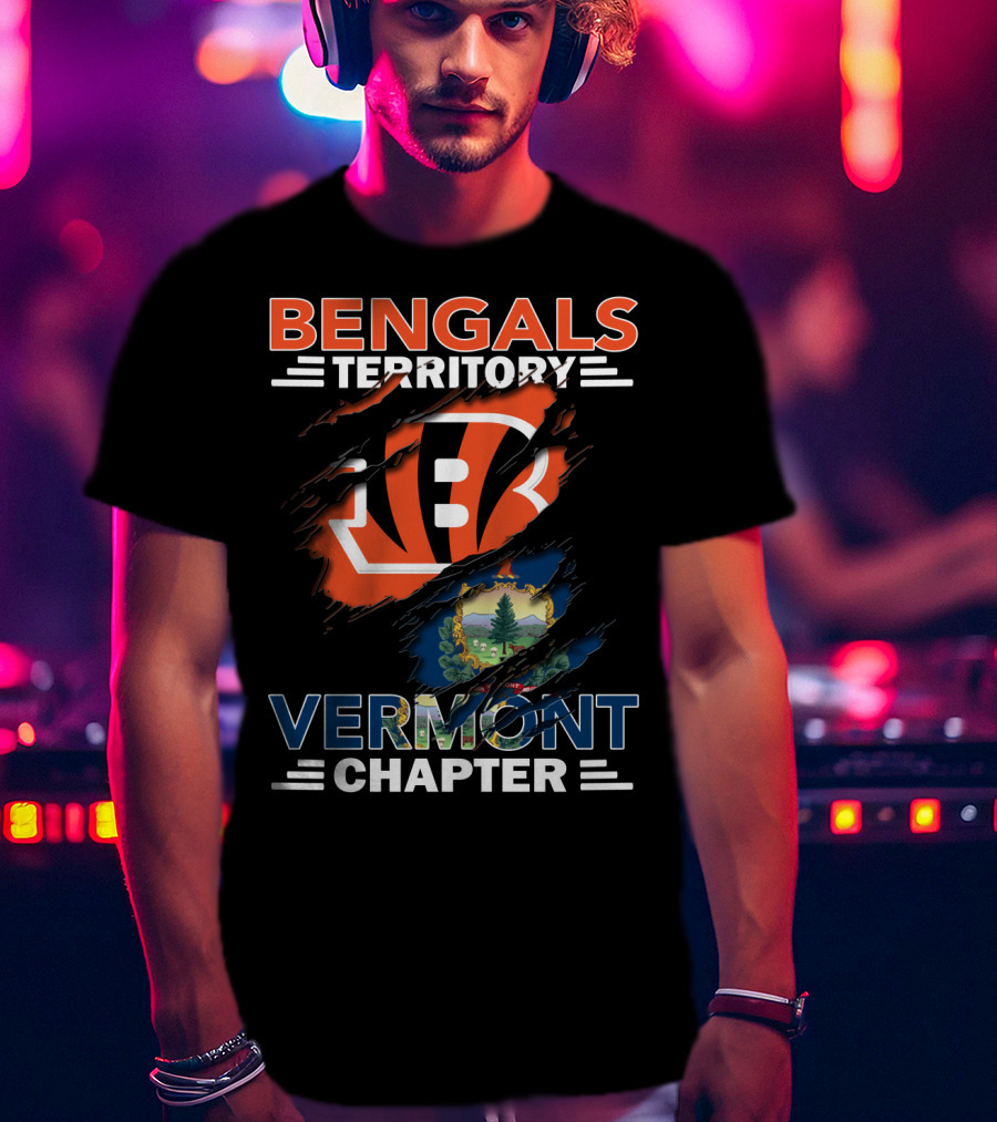 Bengals Territory Vermont Chapter Football Logo And State Flag T-Shirt