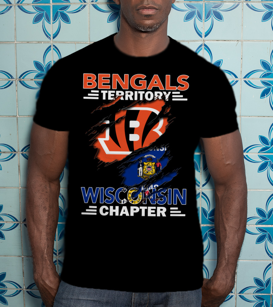 Bengals Territory Wisconsin Chapter With Cincinnati Bengals Logo And Wisconsin State Flag T-Shirt