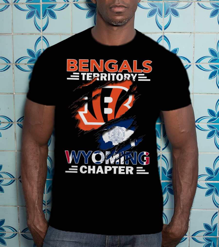 Bengals Territory Wyoming Chapter Bengals Logo Wyoming Flag T-Shirt