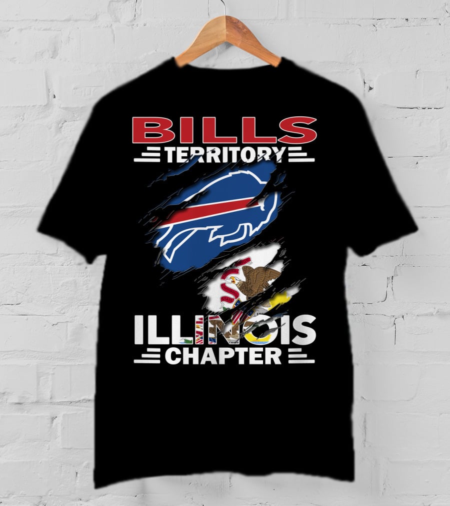 Bills Territory Illinois Chapter Buffalo Logo And Illinois Flag T-Shirt