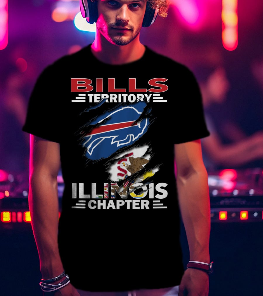 Bills Territory Illinois Chapter Buffalo Logo And Illinois Flag T-Shirt